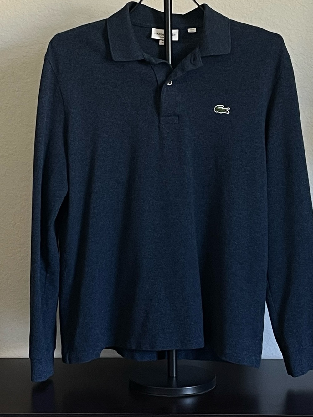 Lacoste Men's Long Sleeve Polo Shirt Classic Fit Heather Navy Blue Size L / 5